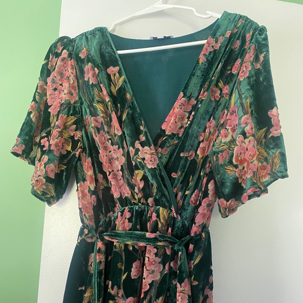 Baltic Born green velvet floral dress
